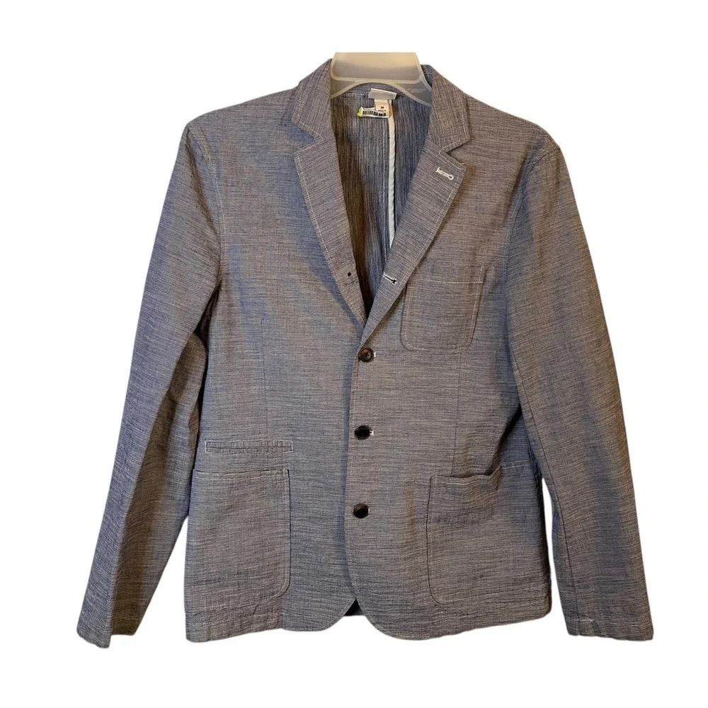 Merona Men's Heather Blue Cotton Sport Coat Blazer Jacket Size 38R Cool Summer